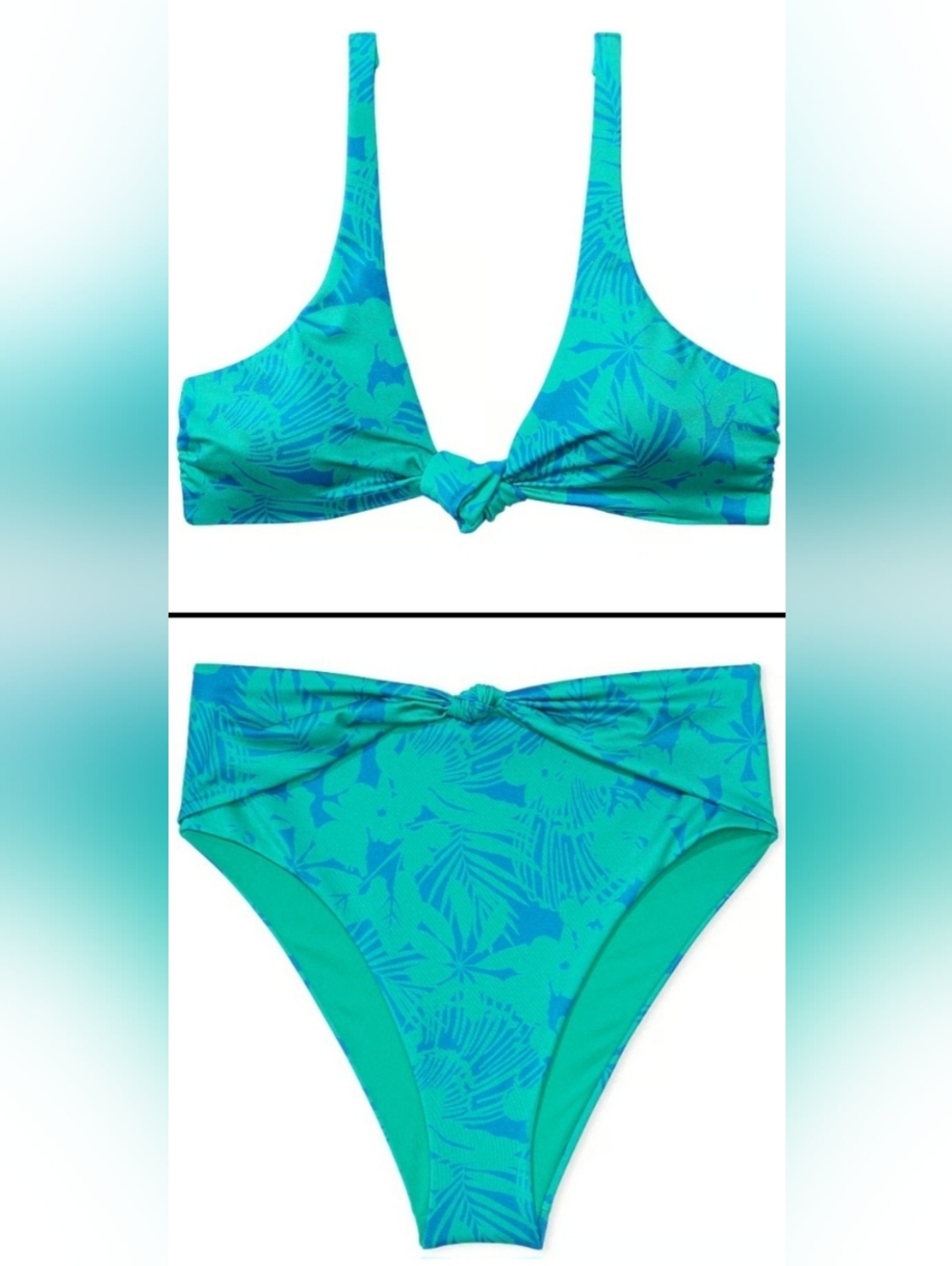 S/S VS Swim Knotted Bralette HighWaist Cheeky Bikini Set Tropical Island Getaway